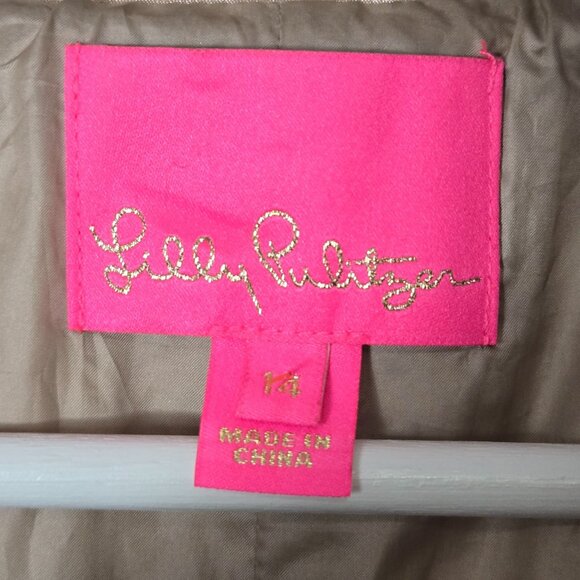 Lilly Pulitzer Size 14 Doria Puffer Down Filled Gold Metallic Winter Coat - Picture 7 of 13
